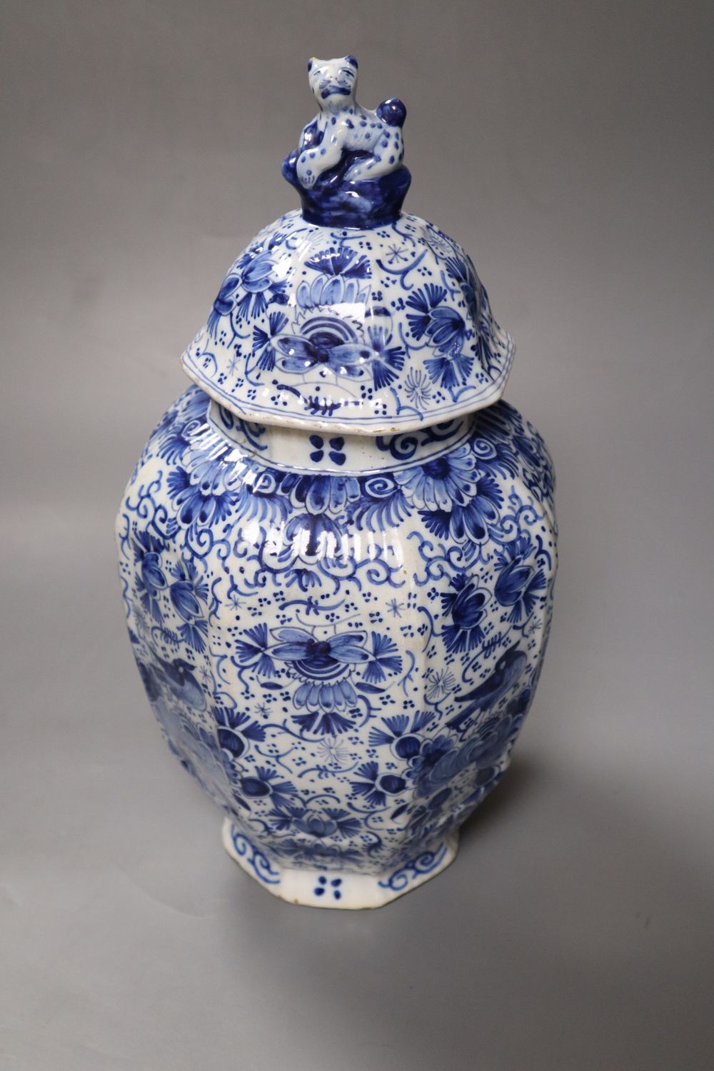 A 19th century Dutch lidded vase and cover, overall height 37cm